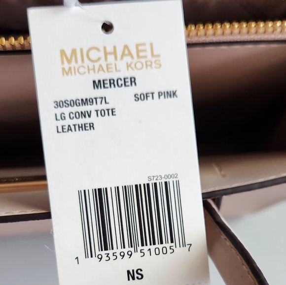 Michael Kors Mercer Large Convertible Leather Tote Bag (Soft Pink) NWT - Picture 7 of 8